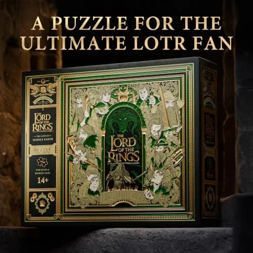 theory11 Lord of the Rings Jigsaw Puzzle - 1,000 Piece | Middle-earth Artwork with Gold & Green Foil (9.75 in x 8 in) thumbnail 4