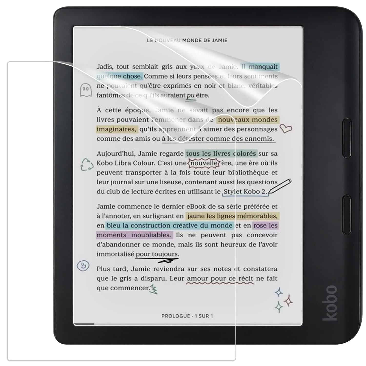Caweet Screen Protector for Kobo Libra Colour 7" | Anti-Glare Matte Cover (70-120c) - main product image