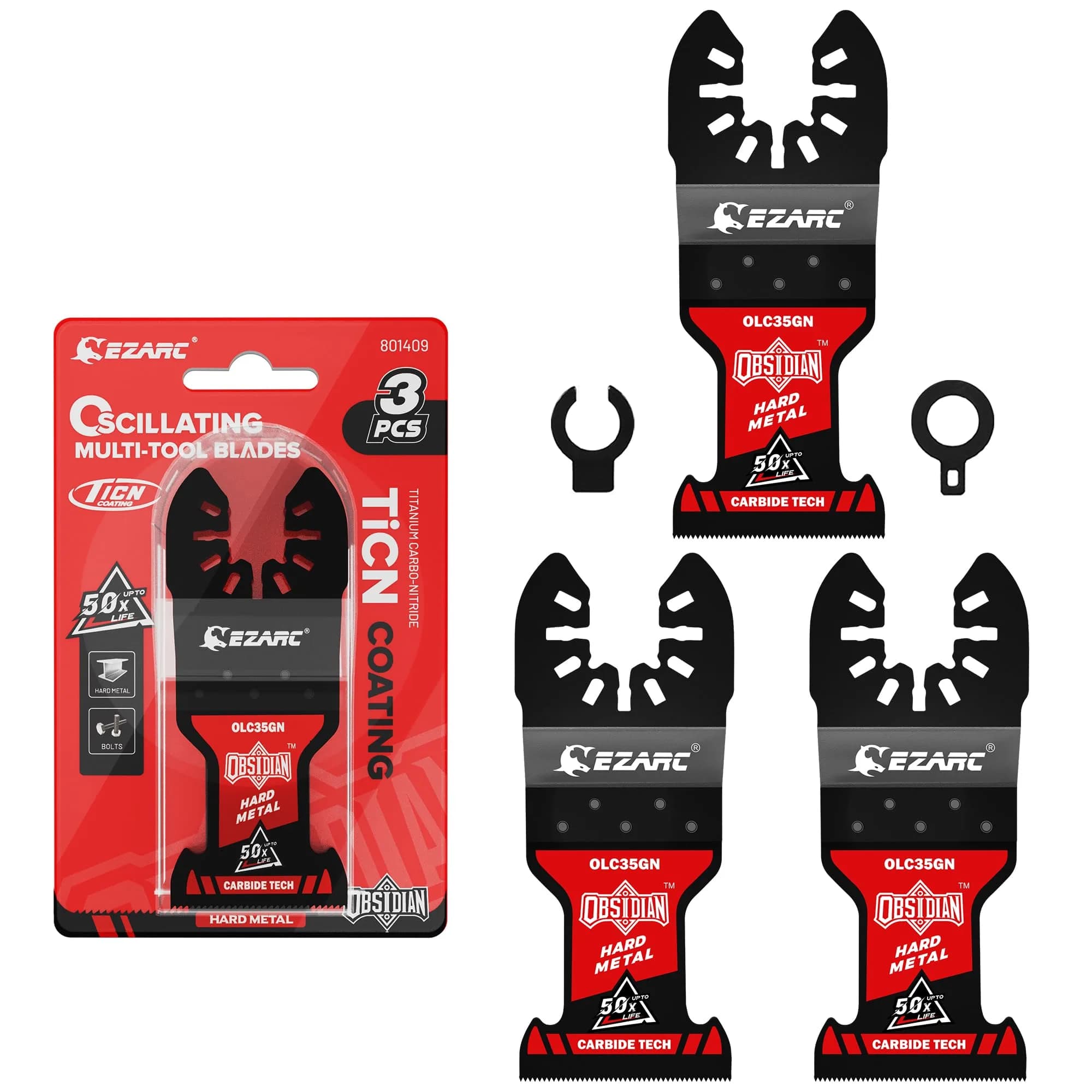 EZARC Obsidian Carbide Oscillating Saw Blades for Multi-Material | 3-Pack, Ultra-Fast & Durable — 3 Pieces Hard Metal
