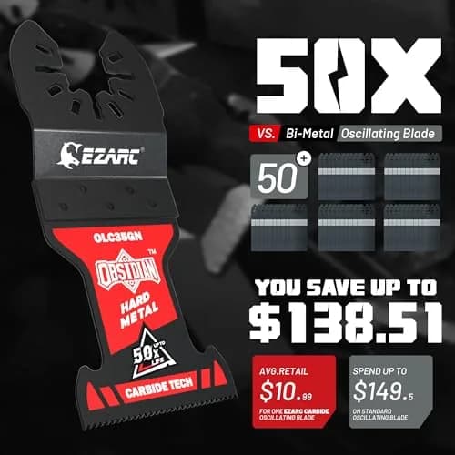 EZARC Obsidian Carbide Oscillating Saw Blades for Hard Metal | 3-Pack, Titanium Coated, 50x Longer Life thumbnail 6
