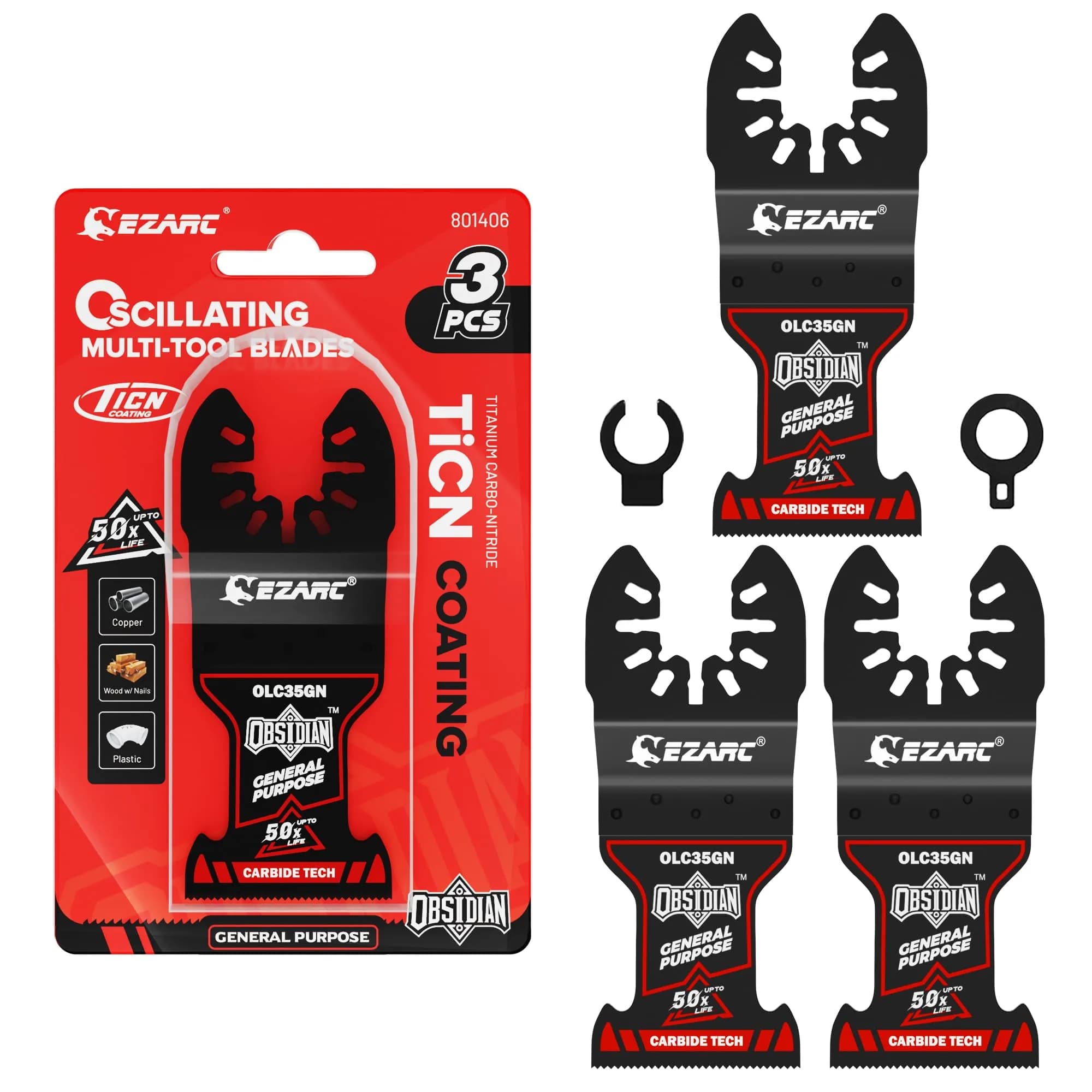 EZARC Obsidian Carbide Oscillating Saw Blades for Multi-Material | 3-Pack, Ultra-Fast & Durable