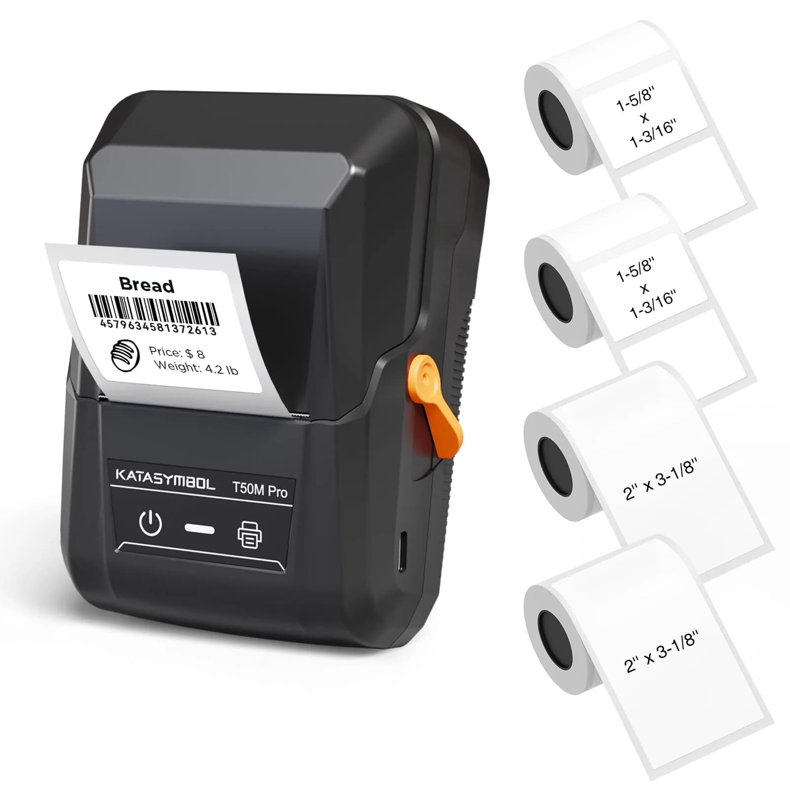 SUPVAN T50M Pro Bluetooth Label Maker Machine with 4 Tapes, Black | Wide Waterproof Labels, 203 DPI, App Control