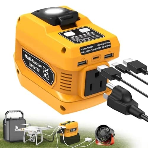 PlantPalGear 20V Power Inverter | Compatible with Dewalt 20V Batteries, Portable DC to AC Converter, 220W, with LED Work Light thumbnail 1