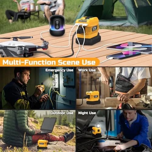 PlantPalGear 20V Power Inverter | Compatible with Dewalt 20V Batteries, Portable DC to AC Converter, 220W, with LED Work Light thumbnail 7