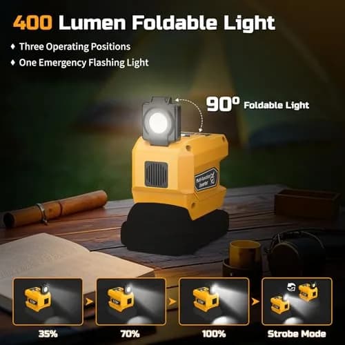 PlantPalGear 20V Power Inverter | Compatible with Dewalt 20V Batteries, Portable DC to AC Converter, 220W, with LED Work Light thumbnail 8
