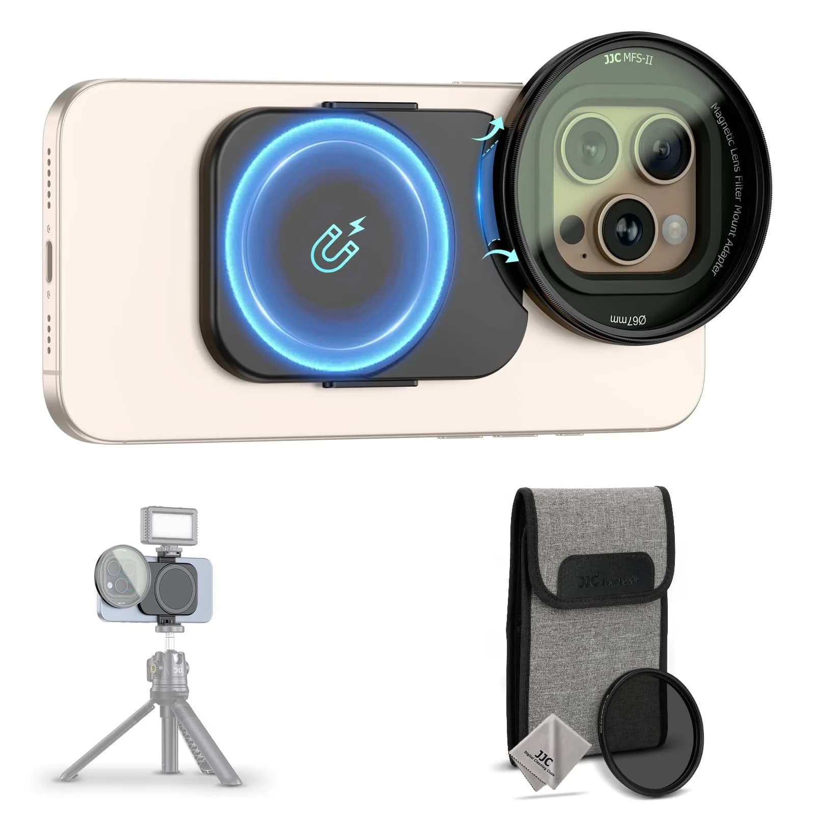JJC 67mm CPL Filter & Magnetic Adapter Kit for iPhone 16/15/14 Pro Max | Polarizer for Enhanced Clarity