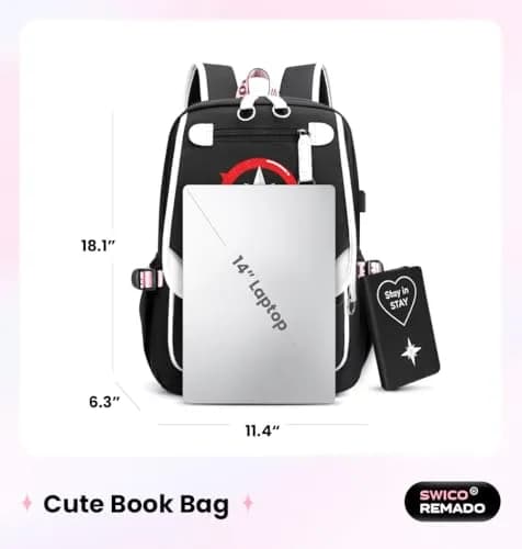 Swico Remado Stray Backpack Large Capacity Laptop Bag Bookbag with Notebook, USB Charging & Headphone Port for STAY Music Fans thumbnail 2