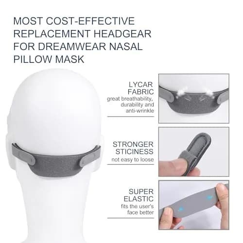 Hecatelly Replacement Headgear Strap for DreamWear Nasal Pillow Mask 2 Pack | Breathable and Adjustable Headband thumbnail 3