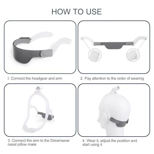 Hecatelly Replacement Headgear Strap for DreamWear Nasal Pillow Mask 2 Pack | Breathable and Adjustable Headband thumbnail 4