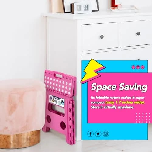 Delxo Folding Step Stool 13 Inch Pink | CPC Certified, Supports 300 lbs thumbnail 8