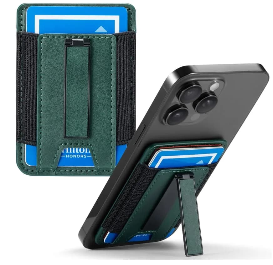 BIAJIYA Phone Card Holder Wallet with Stand | Holds 6 Cards, Durable Leather, Easy Stick-On Fit thumbnail 2