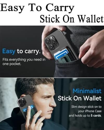 BIAJIYA Phone Card Holder Wallet with Stand | Holds 6 Cards, Durable Leather, Easy Stick-On Fit thumbnail 6