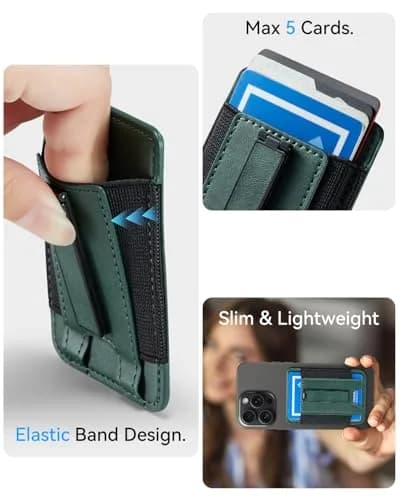 BIAJIYA Phone Card Holder Wallet with Stand | Holds 6 Cards, Durable Leather, Easy Stick-On Fit thumbnail 8