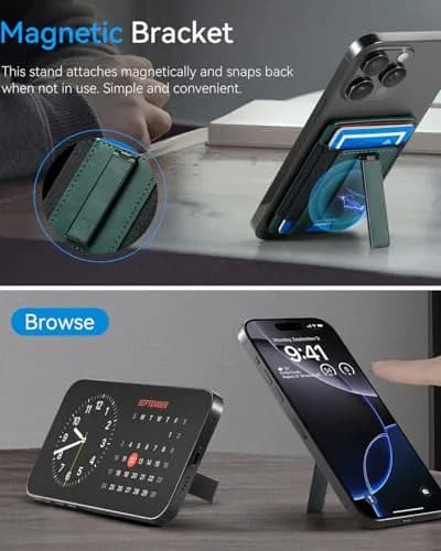 BIAJIYA Phone Card Holder Wallet with Stand | Holds 6 Cards, Durable Leather, Easy Stick-On Fit thumbnail 4