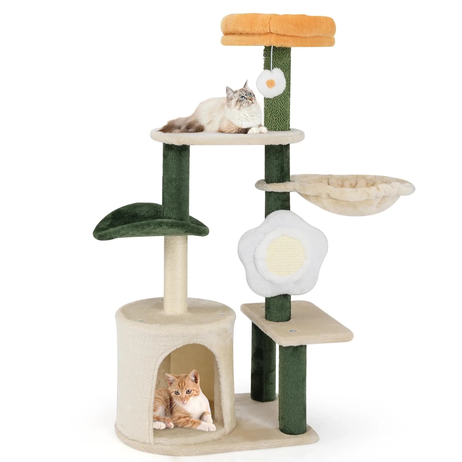 PETSITE 45 Inch Flower Cat Tree with Scratching Posts & Perch | Multi-Level Cat Tower for Indoor Cats - main product image