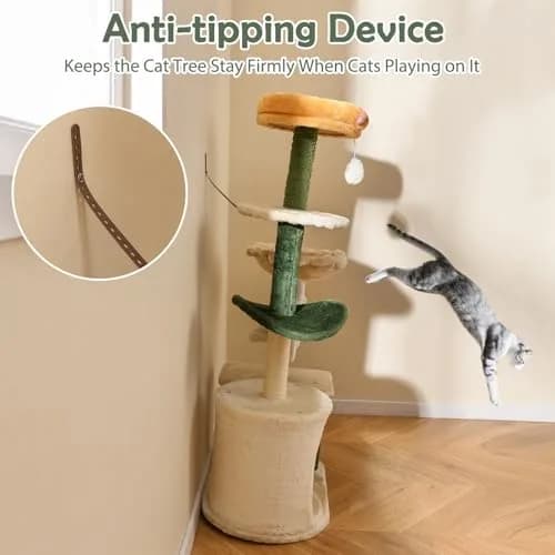 PETSITE 45 Inch Flower Cat Tree with Scratching Posts & Perch | Multi-Level Cat Tower for Indoor Cats thumbnail 8