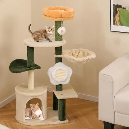 PETSITE 45 Inch Flower Cat Tree with Scratching Posts & Perch | Multi-Level Cat Tower for Indoor Cats thumbnail 2