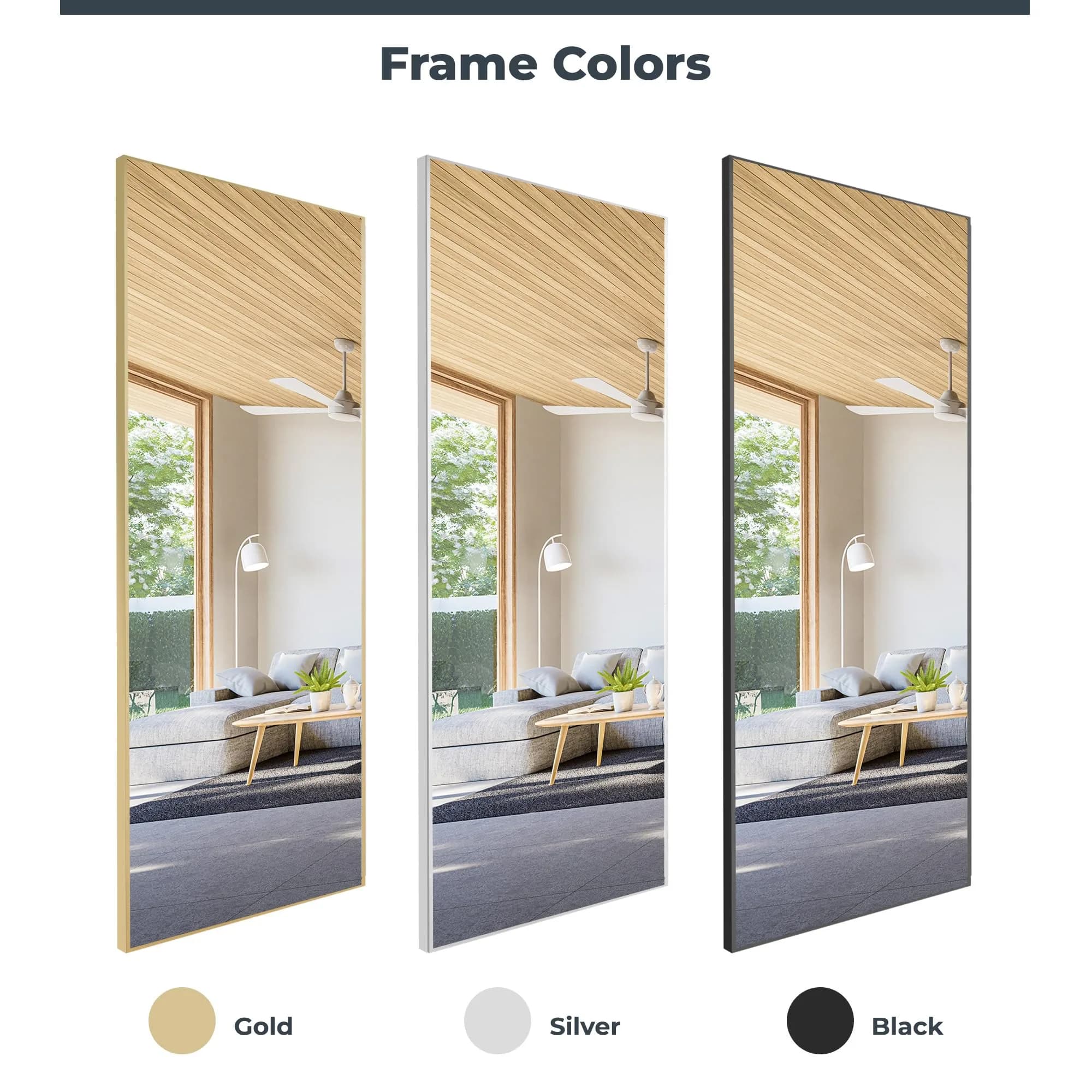 Fab Glass and Mirror Full Length Gym Mirror 36" x 72" Gold | Shatterproof, Unbreakable, Lightweight thumbnail 7