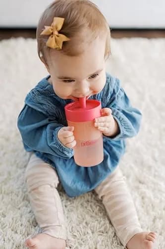 Dr. Brown's Milestones Straw to 360 Cup Set, Pink Coral | Toddler Training & Leak-Proof Design thumbnail 3