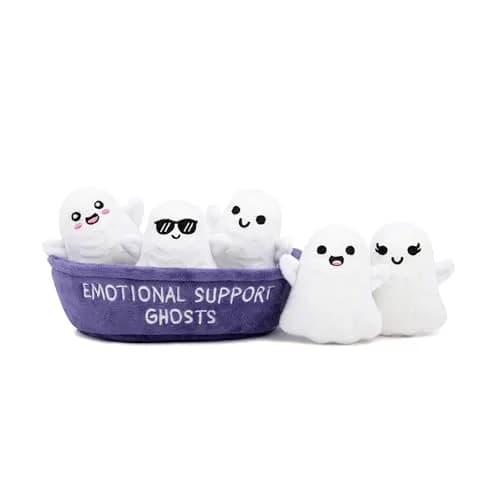 WHAT DO YOU MEME? Emotional Support Ghosts Plush Toy Set with Basket | 5 Mini Figures thumbnail 1