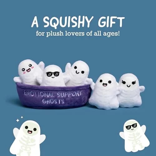 WHAT DO YOU MEME? Emotional Support Ghosts Plush Toy Set with Basket | 5 Mini Figures thumbnail 2