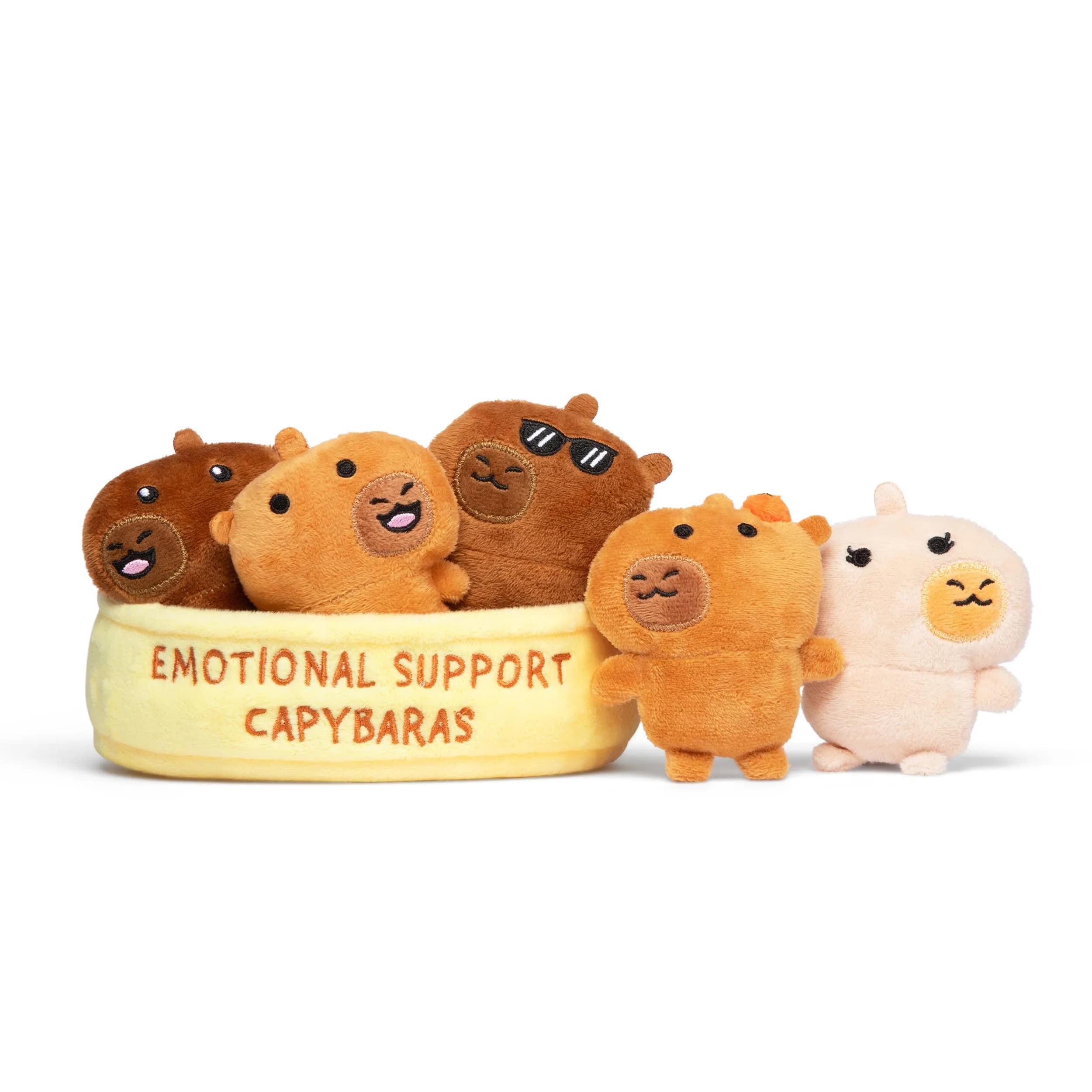 WHAT DO YOU MEME? Emotional Support Capybaras Plush Set 109g (3.8oz) | Cute Desk Accessories for All Ages