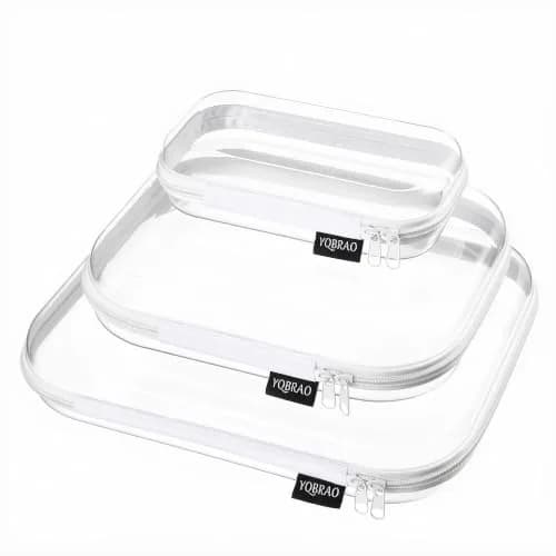 YQBRAO 3-Piece Clear Hard Shell Zipper Case Set, 1L 1M 1S | Transparent, Durable, Travel-Ready thumbnail 1