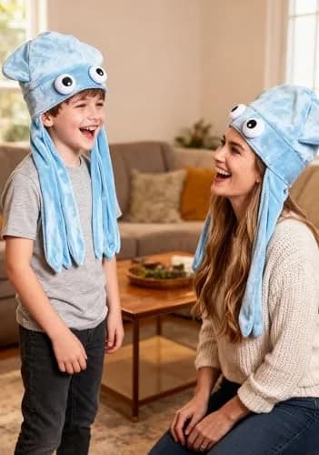 Kirei Sui Blue Octopus Plush Party Hat Costume | Adult Size 59cm (23.5 Inches) thumbnail 4