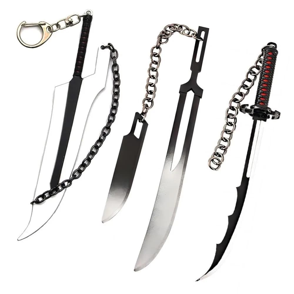 Kbtany Ichigo Soul Reaper License Keychain - Kurosaki Cosplay Charm - Anime Gift — 3pcs Zangetsu Charm Set