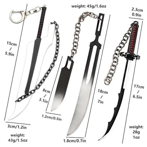 Kbtany Ichigo Bankai Zangetsu Charm Set 3pcs Metal Alloy | Anime Keychain thumbnail 2