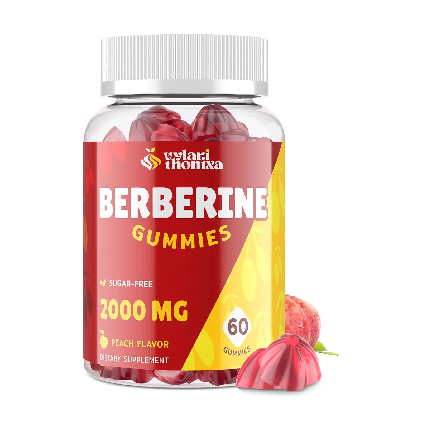 Vylarithonixa Berberine Supplement Gummies 2000 mg with Ceylon Cinnamon, 60 Count | Sugar-Free, Vegan, Absorption Boost - main product image