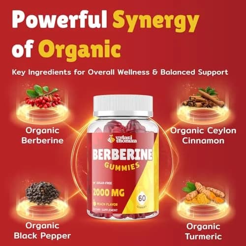 Vylarithonixa Berberine Supplement Gummies 2000 mg with Ceylon Cinnamon, 60 Count | Sugar-Free, Vegan, Absorption Boost thumbnail 7