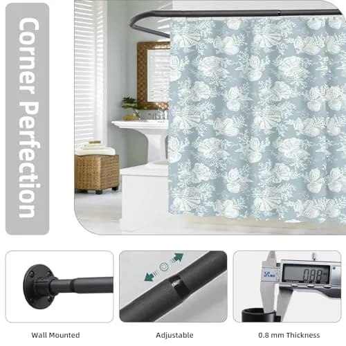 TwinkleTool L Shaped Shower Curtain Rod Black 70cm (27.6") | Adjustable Corner Rod for Bathrooms & Fitting Rooms thumbnail 3