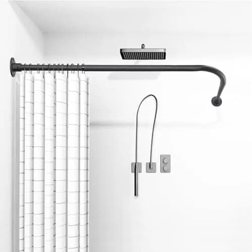TwinkleTool L Shaped Shower Curtain Rod 243.8 cm (96 in) | Rust-Resistant Stainless Steel for Bathrooms & Fitting Rooms thumbnail 1