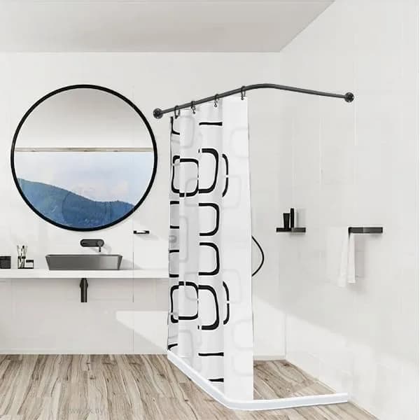 TwinkleTool L Shaped Shower Curtain Rod 243.8 cm (96 in) | Rust-Resistant Stainless Steel for Bathrooms & Fitting Rooms thumbnail 8