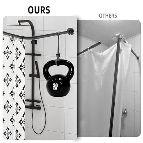 TwinkleTool L Shaped Shower Curtain Rod Black 112cm-138cm (44.1"-54.3") | Adjustable Corner Rod for Bathrooms & Fitting Rooms thumbnail 2