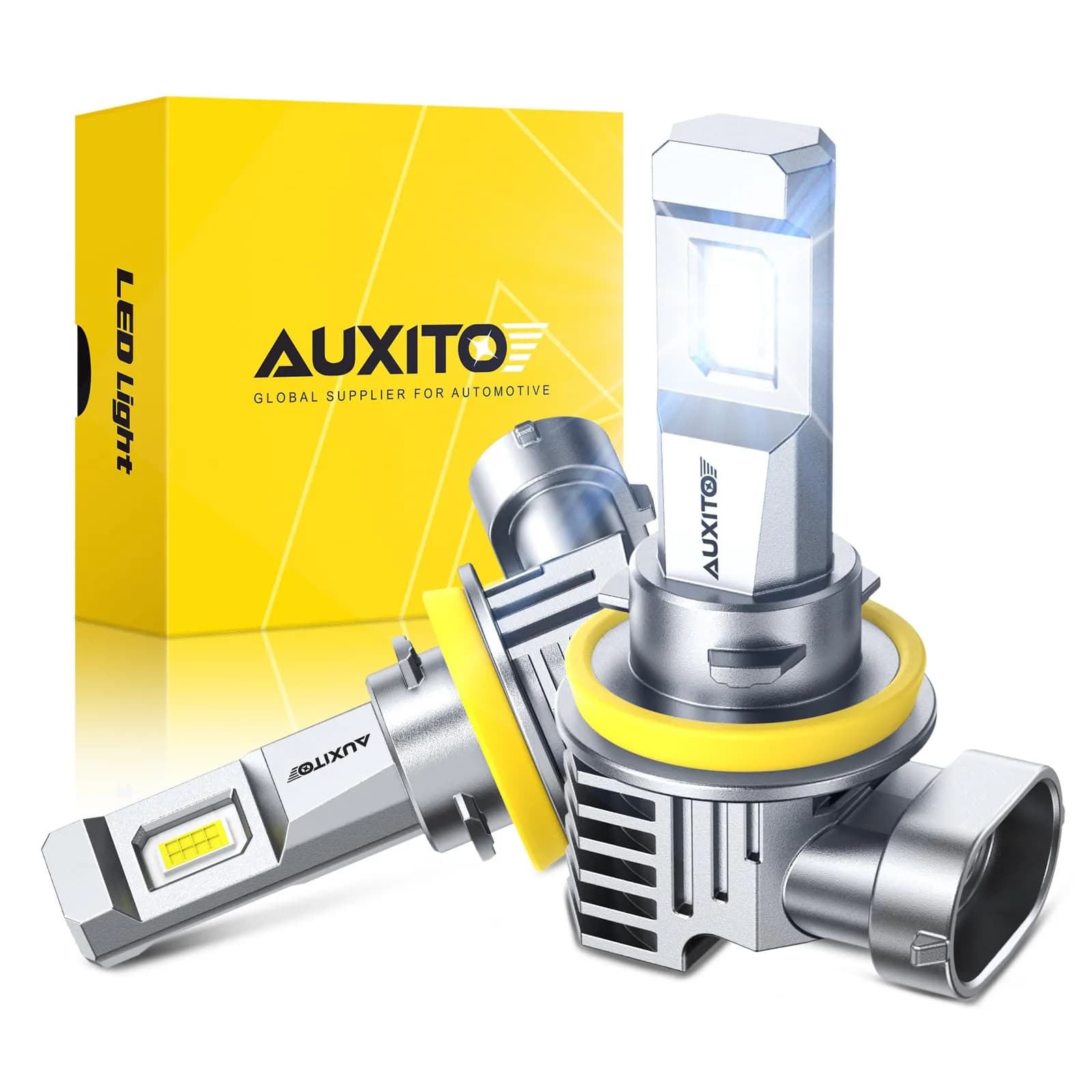 AUXITO H11/H9/H16/H8 LED Fog Light Bulbs 6500K Cool White 30000LM Pack of 2 | True Mini Size for Enhanced Visibility
