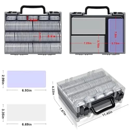 FULLCASE Coin Collector Case with 141 Capsules and 220 Currency Sleeves | Organized Coin & Currency Storage thumbnail 7