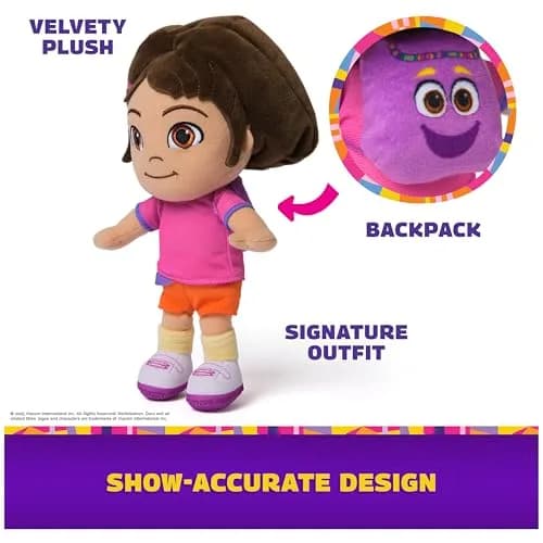 Official Dora Plush Doll 8-Inch Stuffed Animal for Ages 3+ | Soft, Embroidered Details for Roleplay thumbnail 3