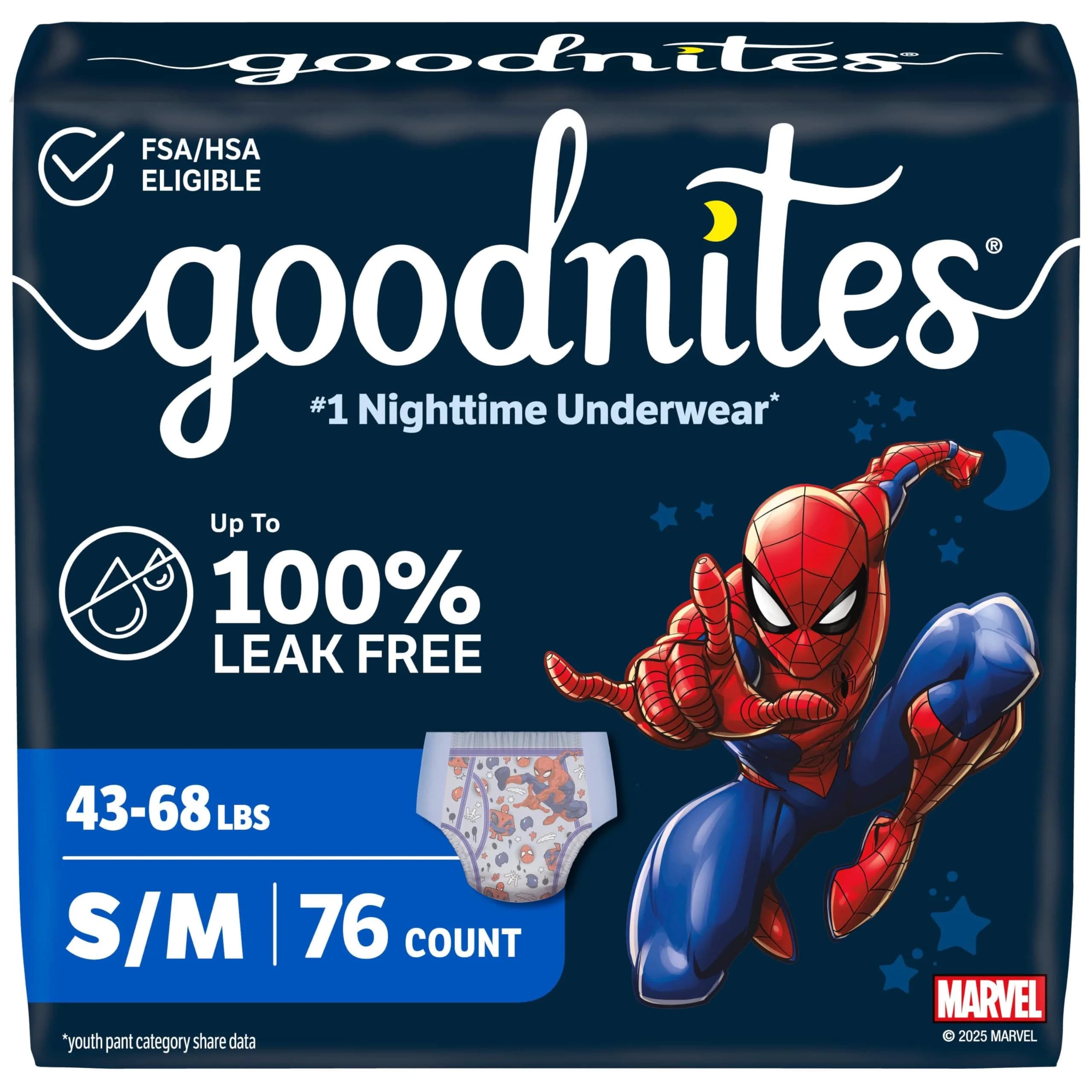 GoodNites Boys' Nighttime Bedwetting Underwear XL (95-120 lbs) | Clinically Proven for Better Sleep — Small/Medium