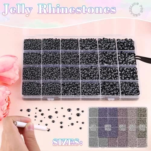 BELLEBOOST Resin Black Rhinestones 32000pcs | 2-6mm Flatback Gems for Nail Art & Crafts thumbnail 2