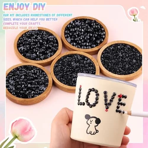 BELLEBOOST Resin Black Rhinestones 32000pcs | 2-6mm Flatback Gems for Nail Art & Crafts thumbnail 3