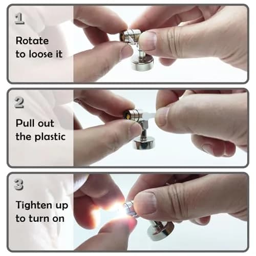 SUZEYAR Miniature LED Light 4 Pack | Battery Operated, Wireless, Magnet Base, Cool White thumbnail 3