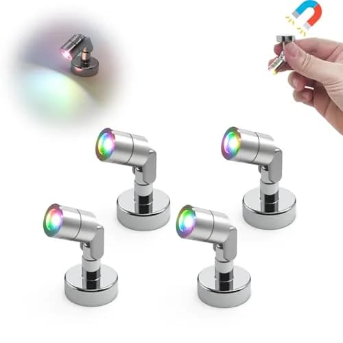 SUZEYAR Metal Miniature LED Lights 4-Pack | Battery Operated Spotlights for Artwork & Displays thumbnail 1