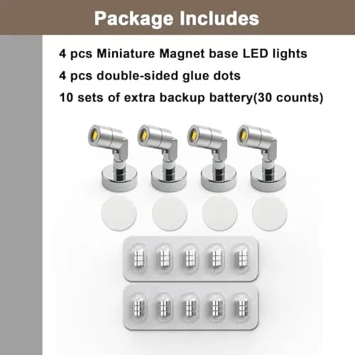 SUZEYAR Miniature LED Light, Tiny Spot Lights with Magnet Base, Battery Operated, Wireless for Artwork & DIY (Warm White) thumbnail 5