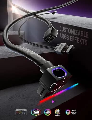 AsiaHorse Hydrus 8-Pin GPU PSU Extension Cable 30cm (11.81 in) | ARGB Lighting, 2500W Power Support thumbnail 2