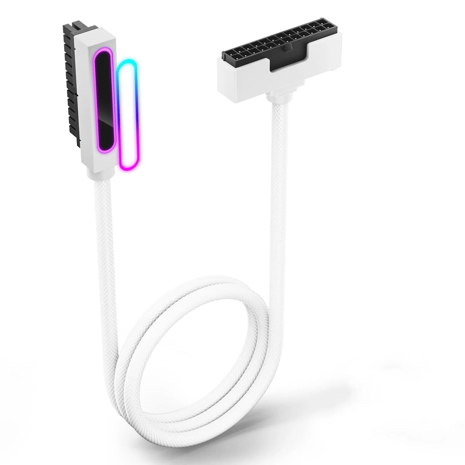 AsiaHorse Hydrus-24PIN PC PSU Extension Cable ARGB LED, Copper Wire Motherboard Power Extension, 30cm, White