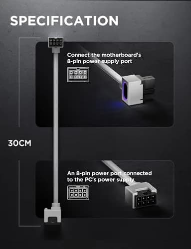 AsiaHorse Hydrus ARGB GPU PSU Extension Cable 30cm (11.81 in) White | Integrated Minimalist Design thumbnail 9