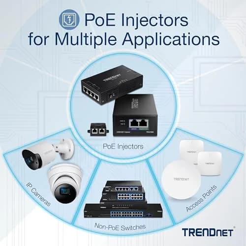 TRENDnet Gigabit Power Over Ethernet Injector, 1 x Gigabit Ethernet, 15.4W, Black, TPE-113GI | Supports Full Duplex Gigabit Speeds thumbnail 6