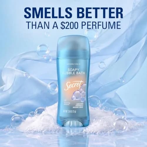 Secret Fresh Antiperspirant Deodorant for Women, Soapy Bubble Bath Scent, 72hr Protection, 77g (2.6 oz) thumbnail 5